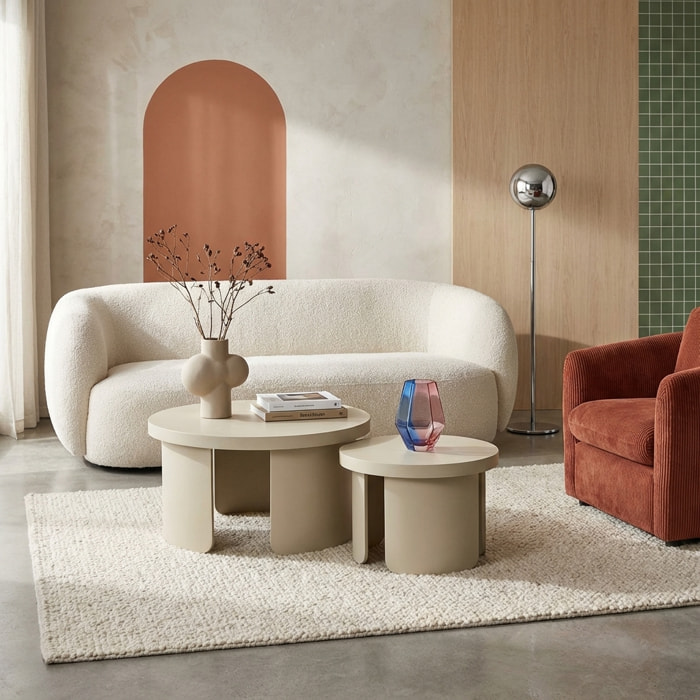 Set de 2 tables basses gigognes rondes   LUMA