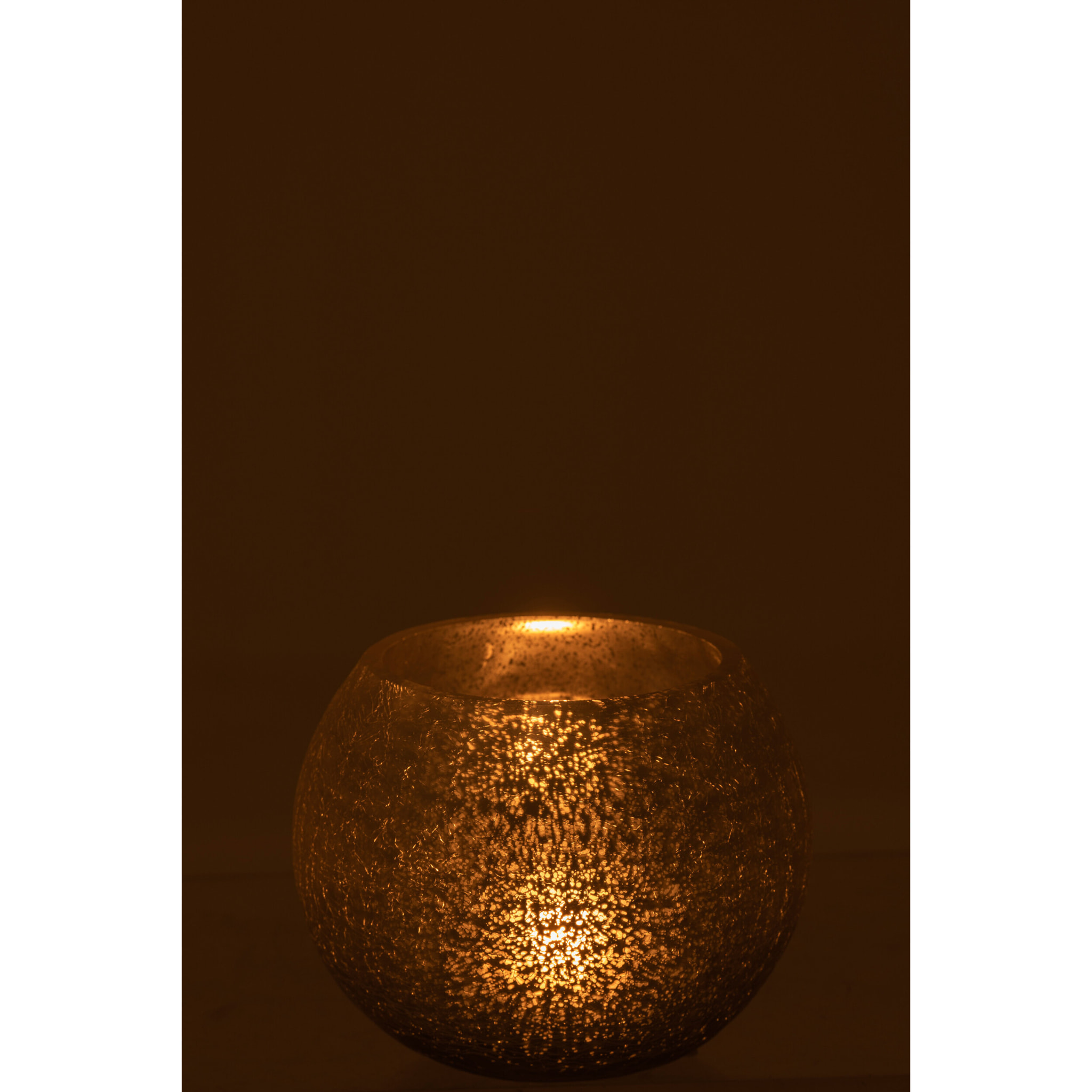 J-Line photophore Boule Craquele - verre - argent - medium