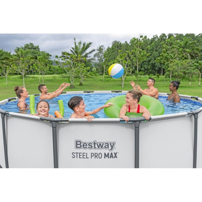 Bestway Piscine hors sol tubulaire ronde Bestway Steel Pro Max 396 x 122 cm gris clair sans accessoires