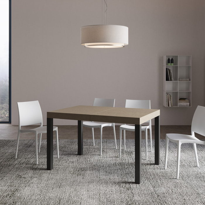 Table extensible 90x140/400 cm Everyday taupe pieds anthracite