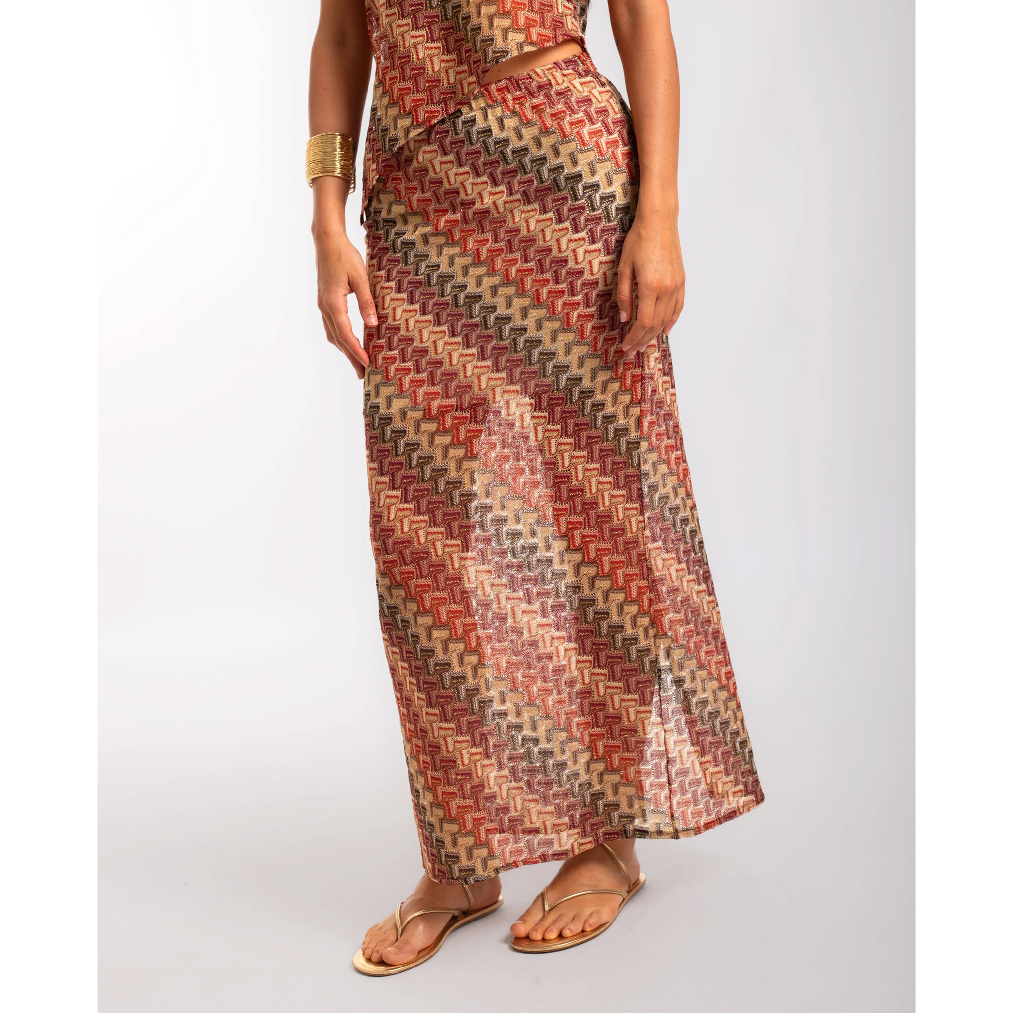 Falda midi punto calado