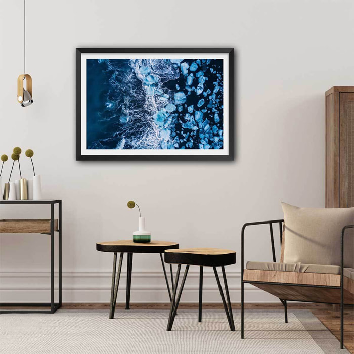 Affiche iceland diamond beach Affiche sous cadre noir