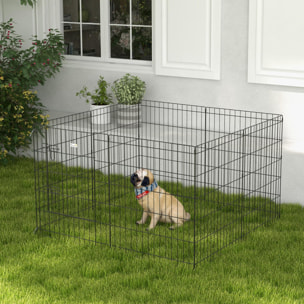 Parque de Juegos para Perros 8 Paneles Plegables Jaula Metálica para Mascotas con Puerta y Doble Cerradura para Jardín Patio Exterior Negro