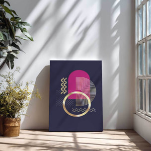 Tableau géométrique anneau doré fond violet Toile imprimée