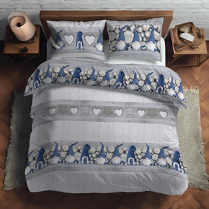 Parure copripiumino gnomo blu 100% cotone