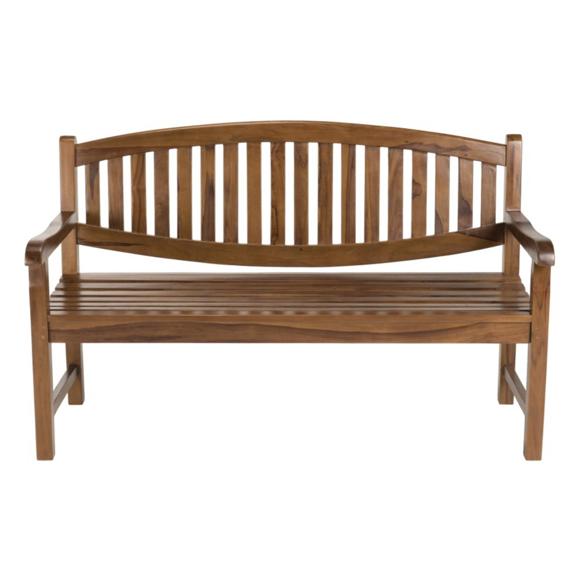 MAEVA - Banc de jardin ovale en bois teck huilé