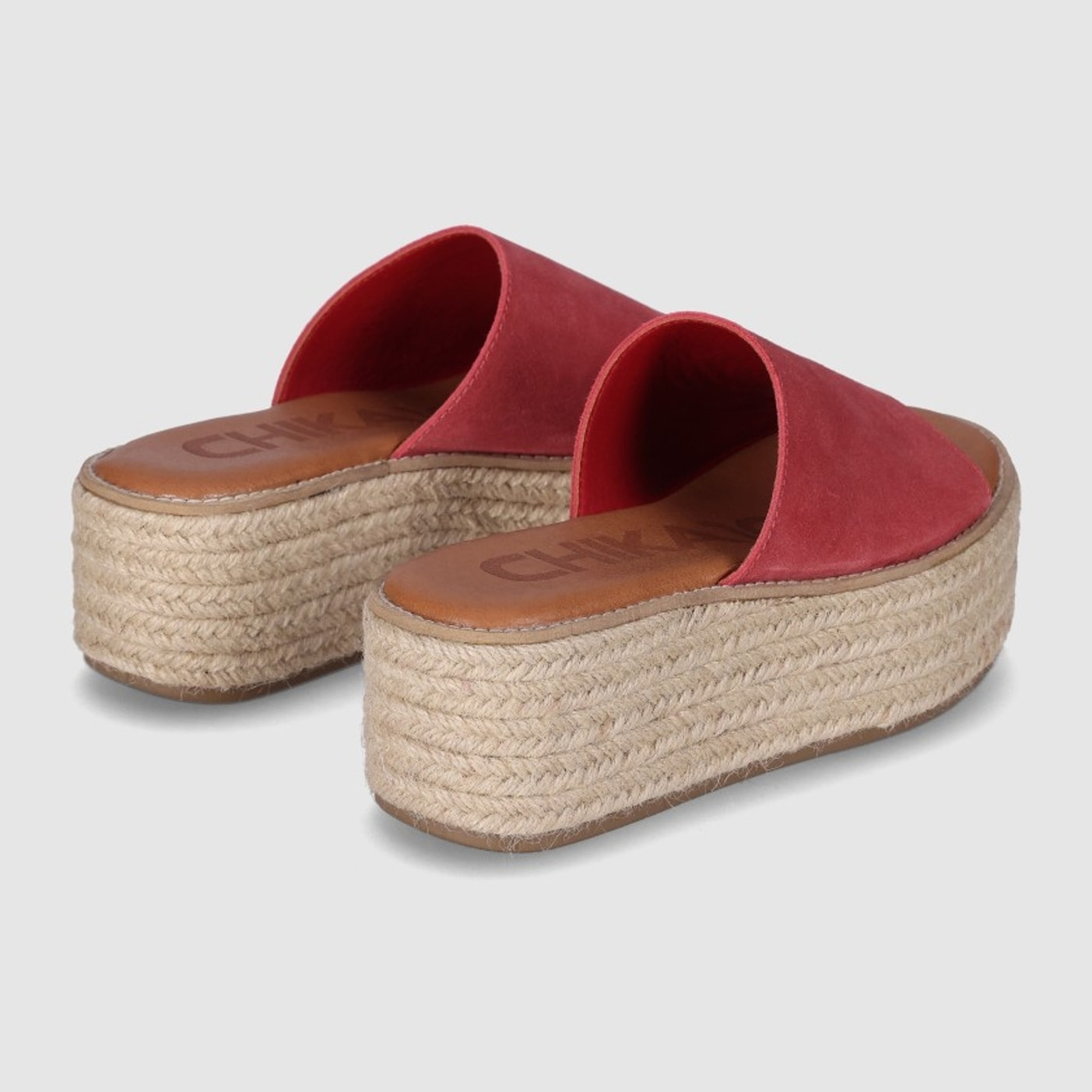 Sandalias de Serraje - Rojo - Tacón: 6 cm