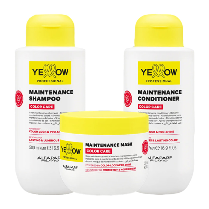 ALFAPARF Yellow Kit Color Care Maintenance Shampoo 500ml + Mask 300ml + Conditioner 500ml