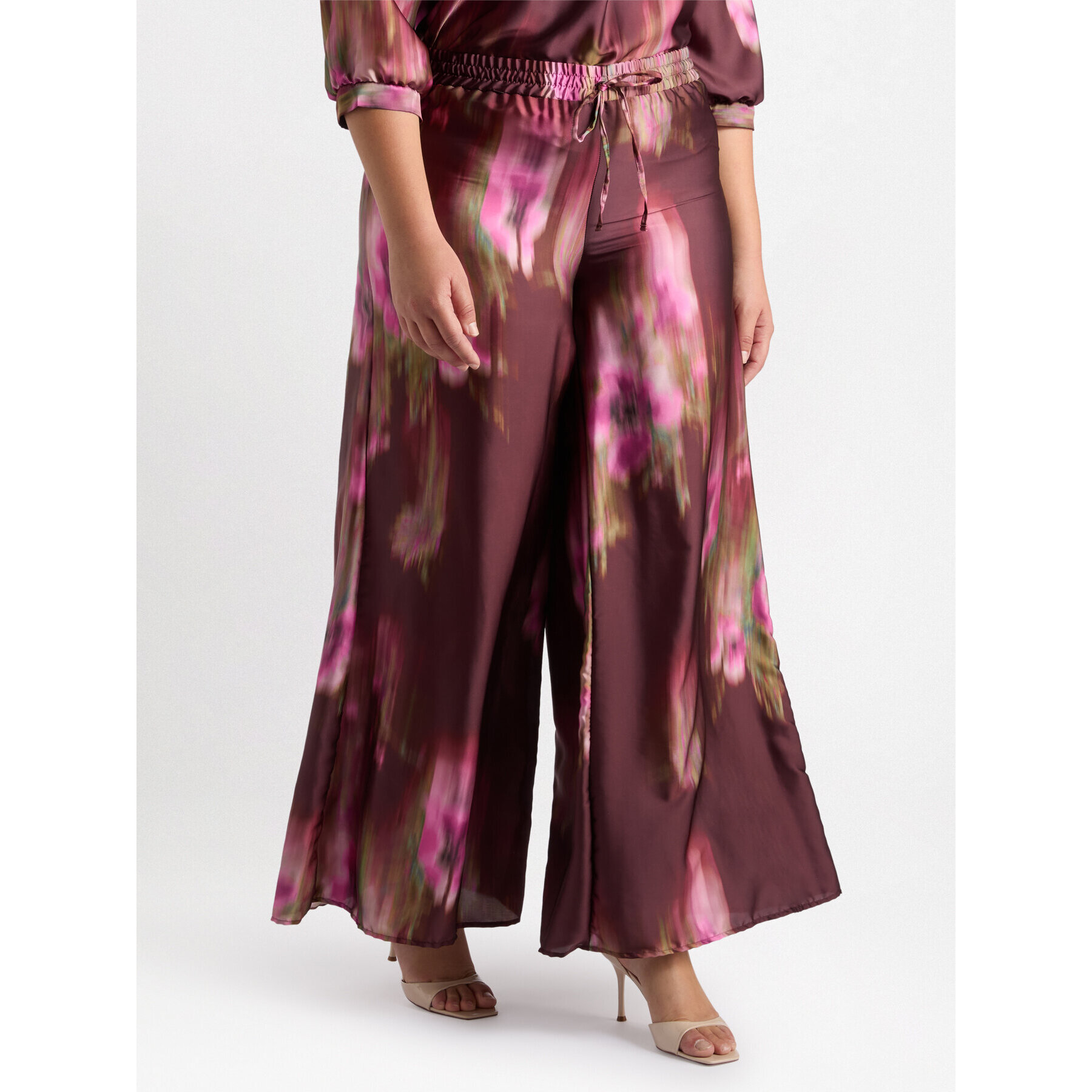 Fiorella Rubino - Pantalones modelo palazzo con estampado difuminado - Fuchsia