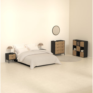 Commode "Chevrons" 4 tiroirs effet pin naturel et noir 95x80cm