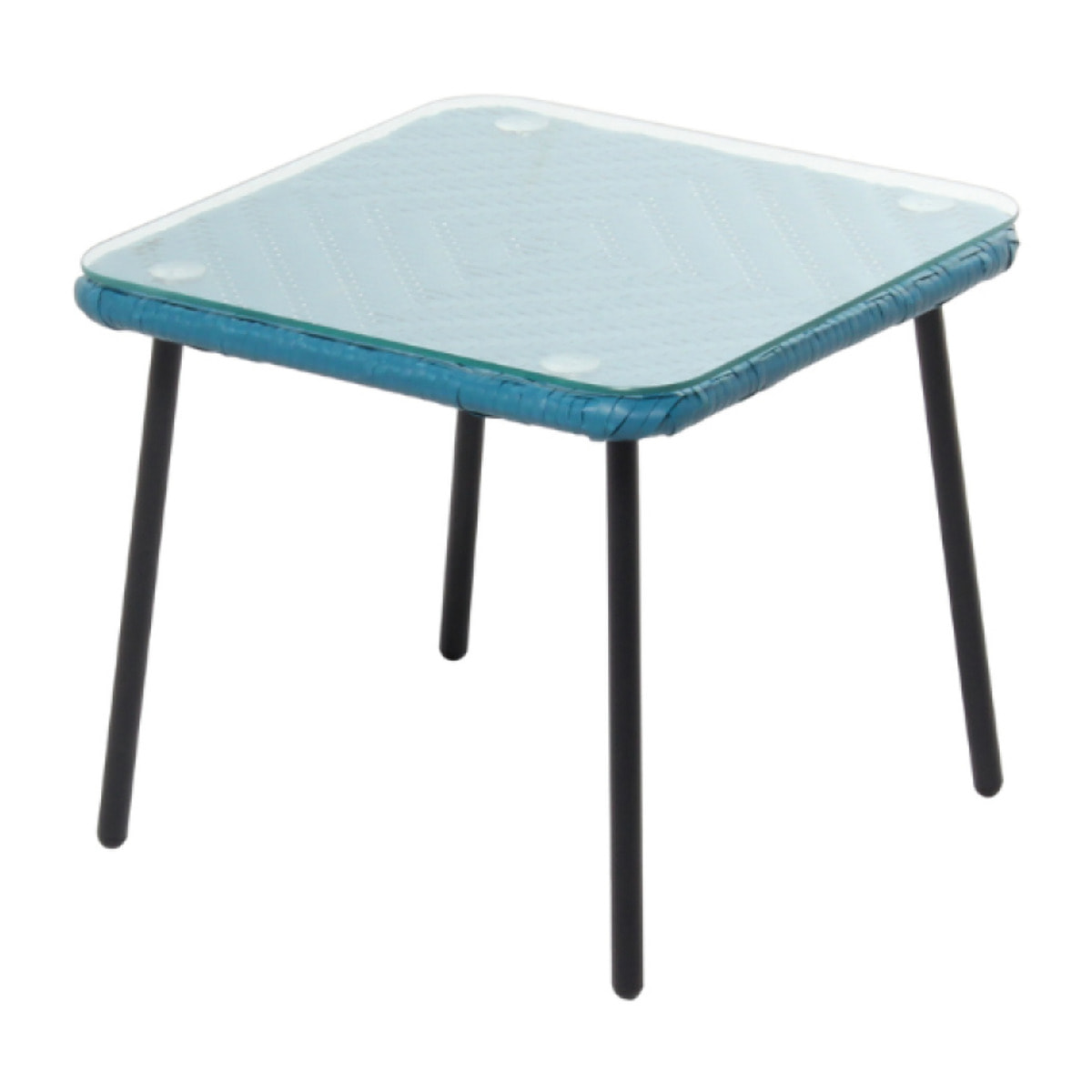 Set de 2 fauteuils + table basse bleu LIO