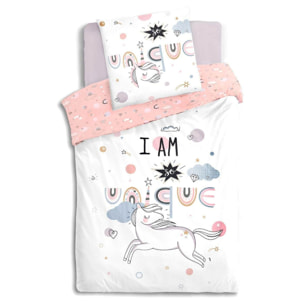 JUEGO DE CAMA INFANTIL ''UNICORNIO'' -funda nórdica y funda almohada, 140x200cm