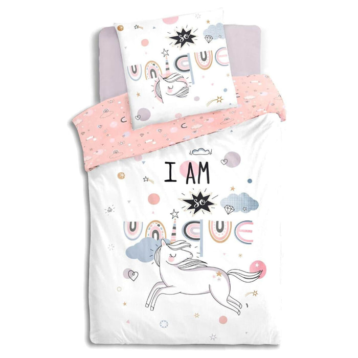 JUEGO DE CAMA INFANTIL ''UNICORNIO'' -funda nórdica y funda almohada, 140x200cm