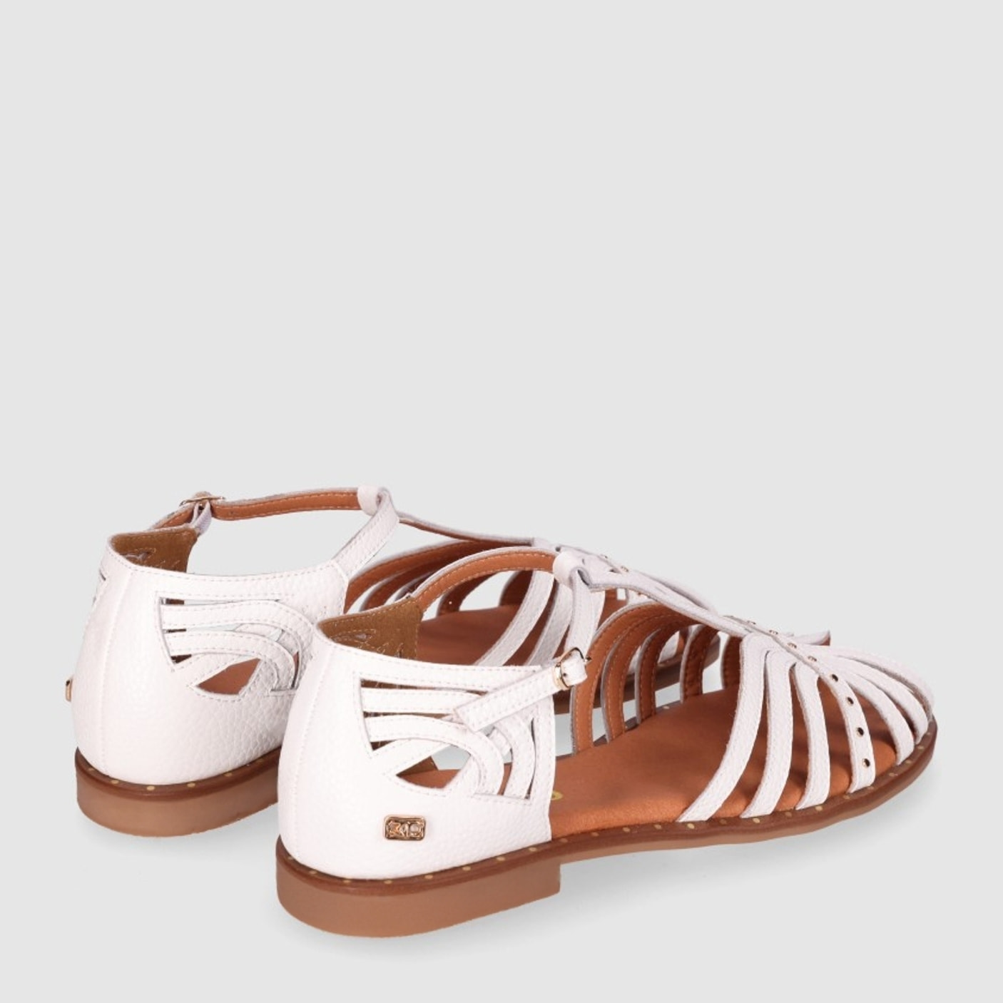 Sandalias de Piel - Blanco - Tacón: 1 cm
