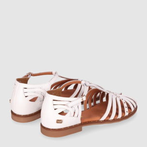 Sandalias de Piel - Blanco - Tacón: 1 cm