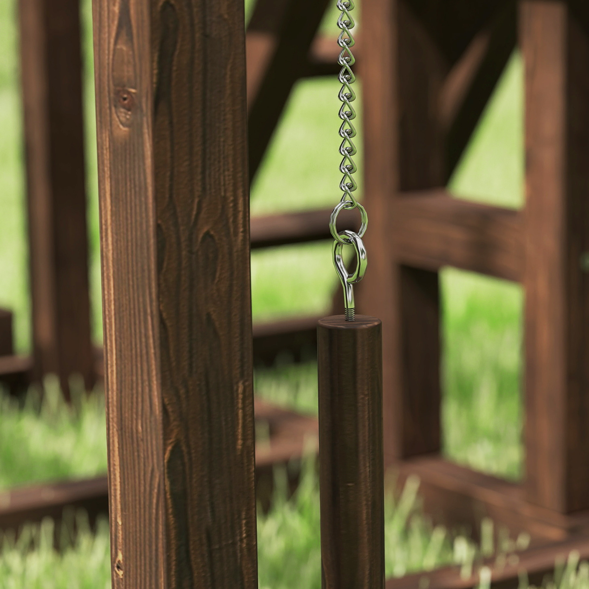 Balançoire - perchoir pour poule, échelles - aire de jeu chicken activity - dim. 82 x 60 x 75 cm - bois cèdre verni