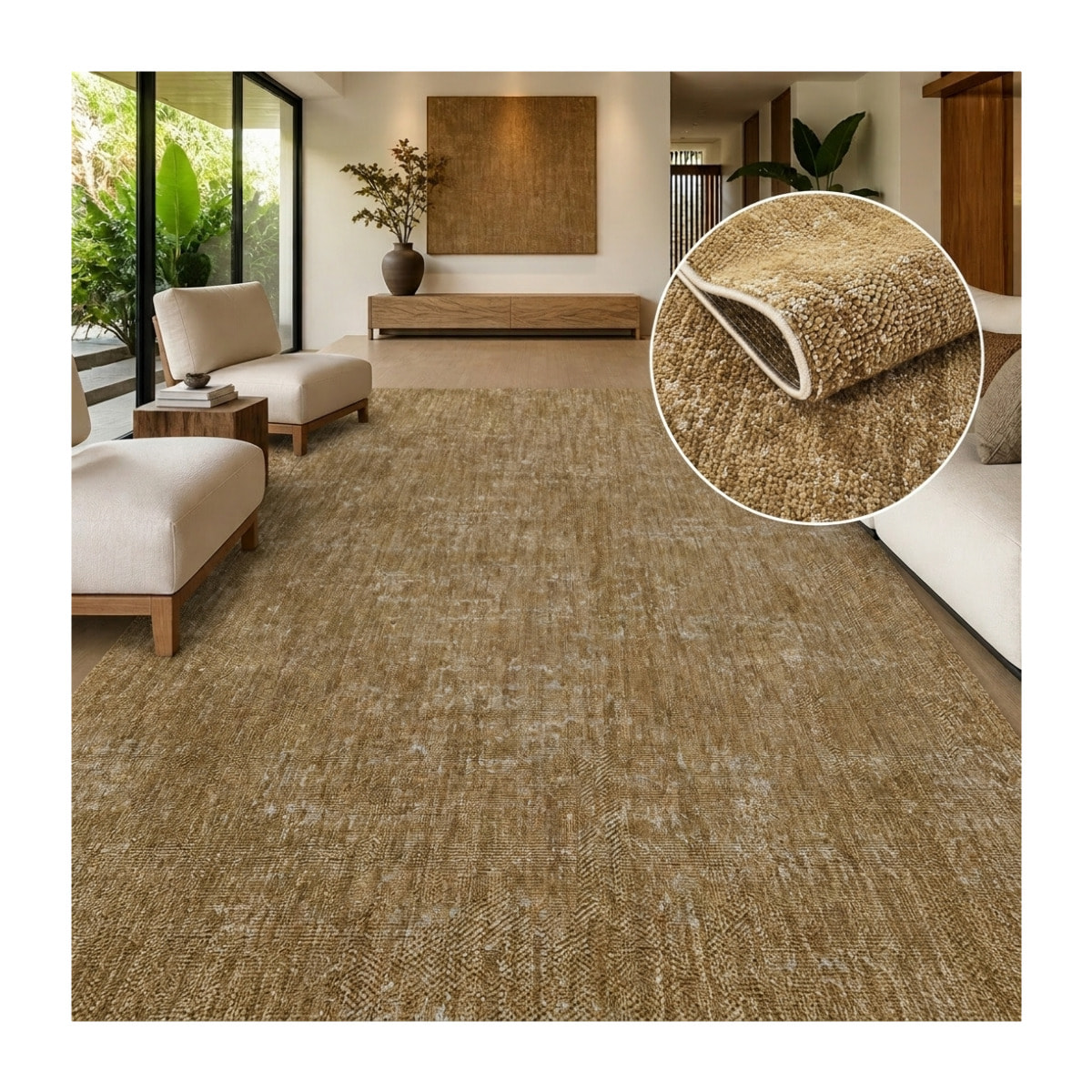 Tapis kilim faux uni, tissage authentique, design épuré, DOUCA