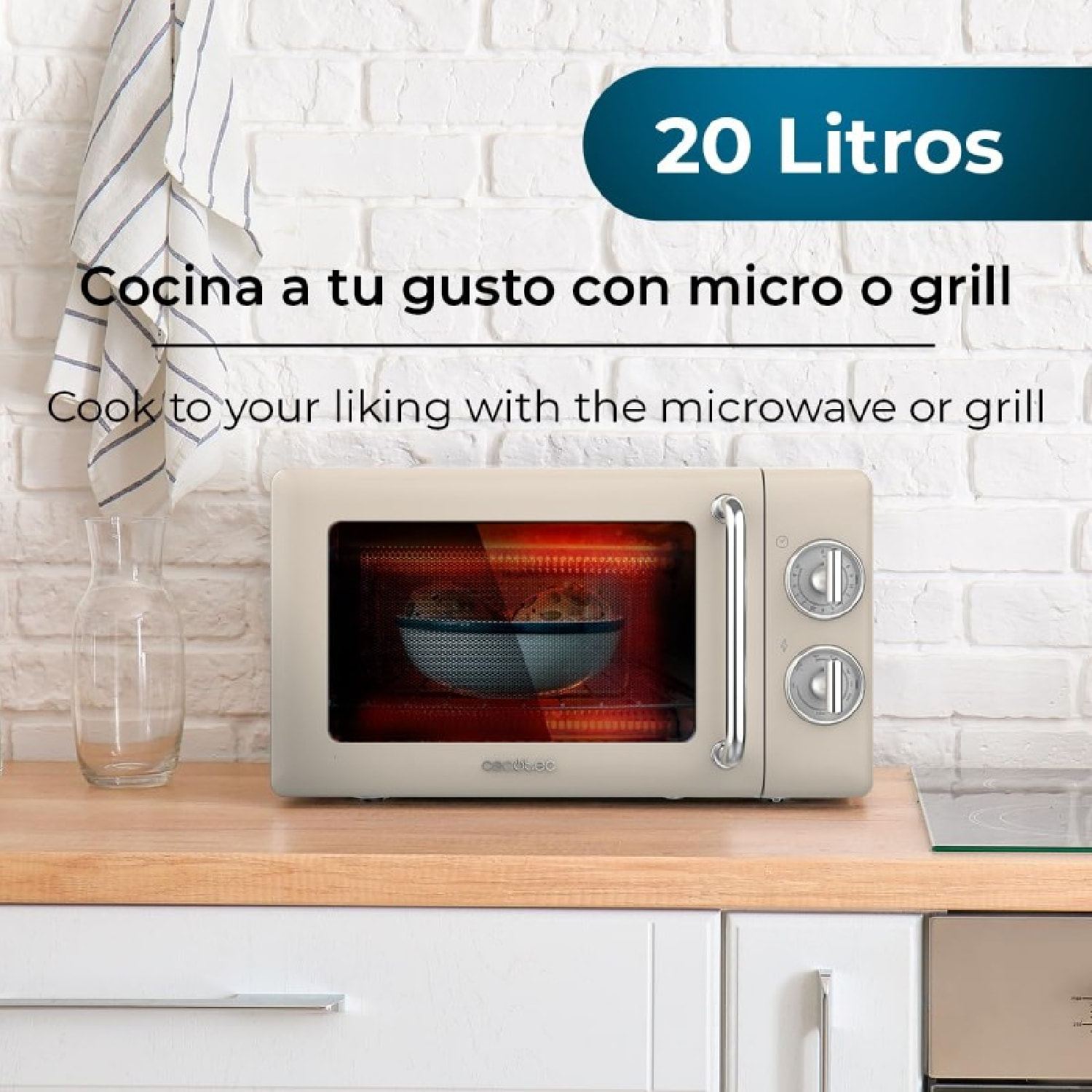 Microondas Mecánico con Grill de 20 L Proclean 3110 Retro Beige. 700 W en 6 Nive