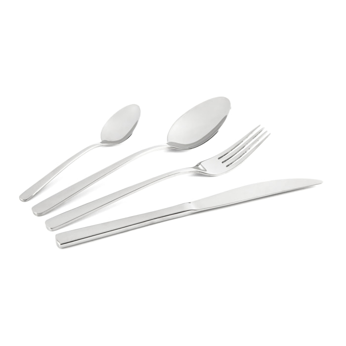 Set 24 Posate, 6 Cucchiai, 6 Forchette, 6 Coltelli, 6 Cucchiaini Excelsa- Luxury, Acciaio Argento