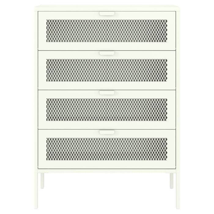 Meuble à chaussures 4 portes en métal blanc EMMA