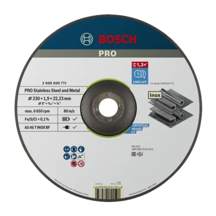 Disque EXPERT à tronçonner BOSCH à moyeu plat Spécial métaux 350X2.8X25.4 MM - Lot de 10 - 2608600543