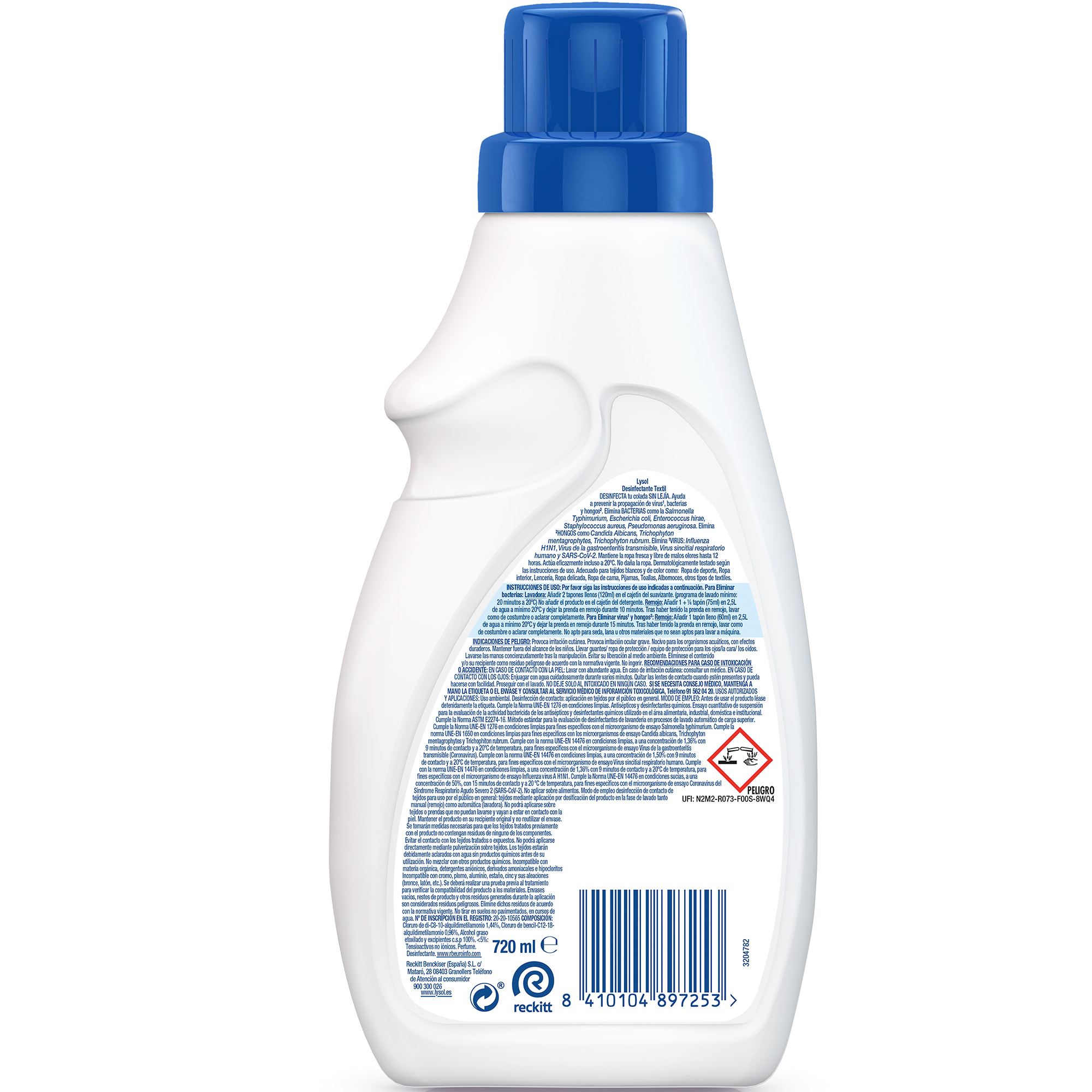 Lysol Desinfectante Textil, elimina el mal olor de la ropa - 2,16L (3x720ml)