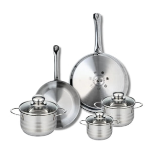 Ensemble de 2 Poêles de cuisson 24 et 28 cm et 3 faitouts 12, 14 et 16 cm Elo Profi Brillant