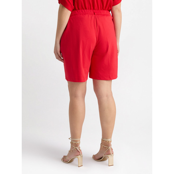 Fiorella Rubino - Pantalón corto en punto Milano - Rojo