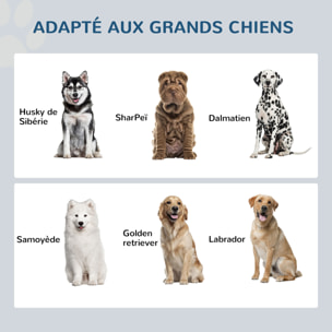 Gamelle double chien chat - porte-gamelles surélevé rangement 2 en 1 - tiroir, 2 gamelles - acier inox. MDF blanc gris