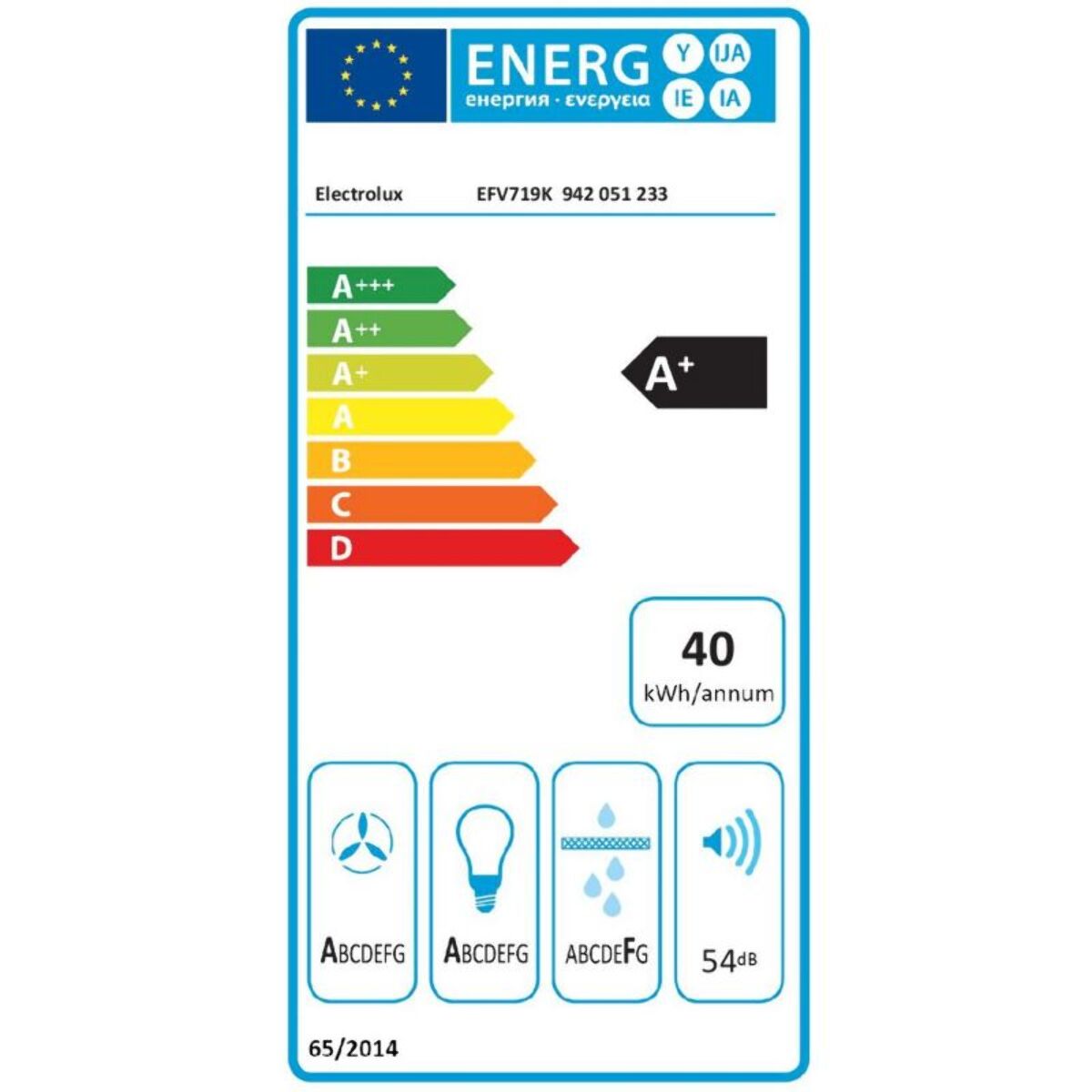 Hotte décorative murale ELECTROLUX EFV719K Breeze H2H