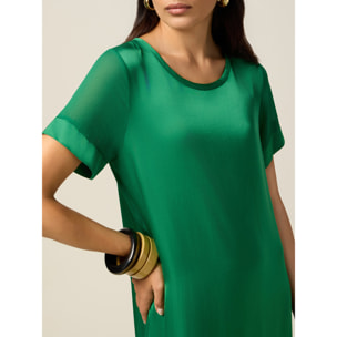 Oltre - Vestito t-dress in raso di viscosa - Verde