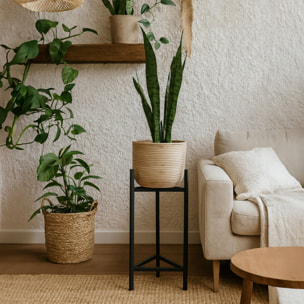 Cache-pot en rotin pieds en métal noir 30cm- h66-78cm LIMA