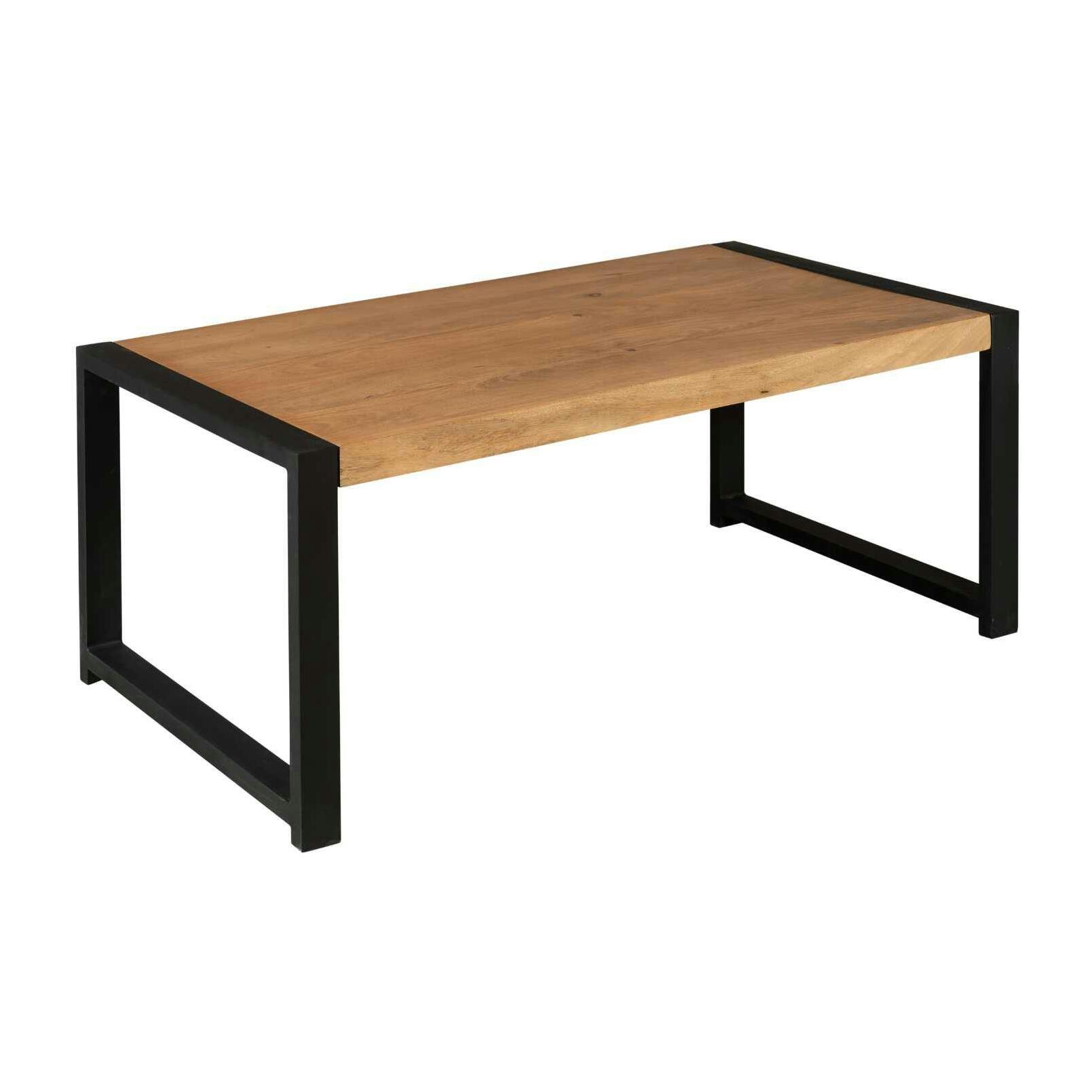 Table basse rectangulaire en bois et métal MILORA