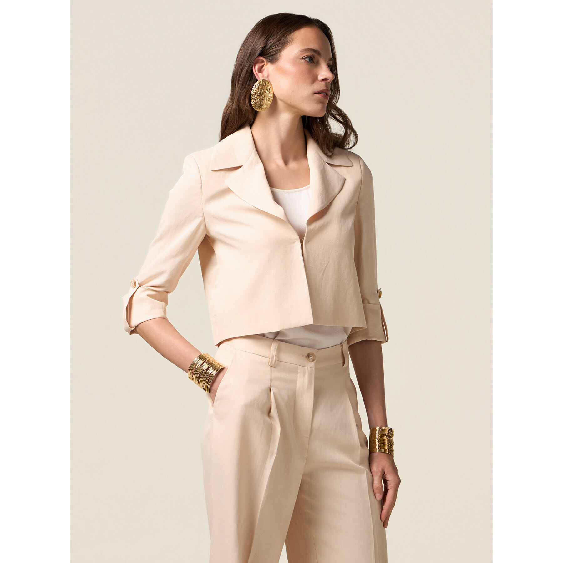 Oltre - Chaqueta estructurada de mezcla de lino - Rosa