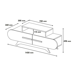 Mobile porta TV Dkastano, Credenza da soggiorno, Armadio basso per TV, Base parete attrezzata, 145x37h50 cm, Noce e Bianco