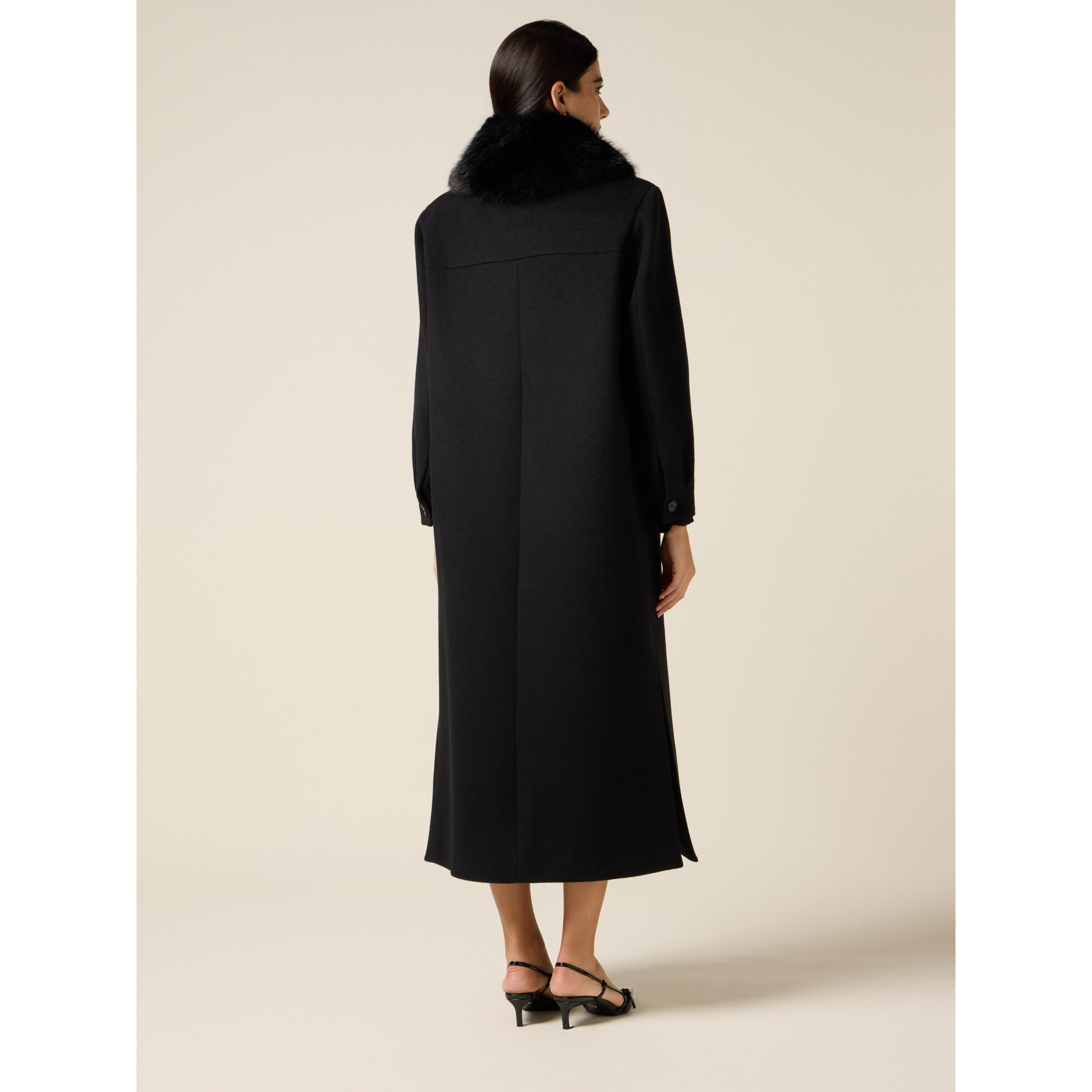 Oltre - Cappotto lungo misto lana - Nero