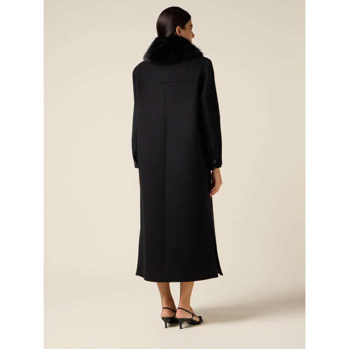 Oltre - Cappotto lungo misto lana - Nero