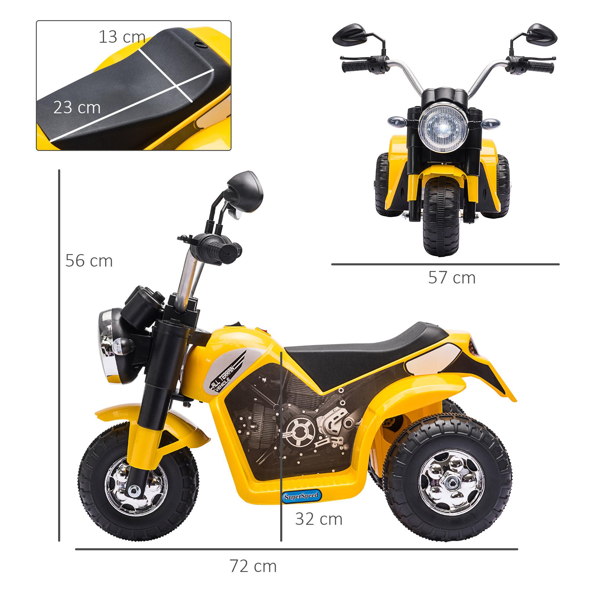 Moto Eléctrica para Niños 18-36 Meses con 3 Ruedas Batería 6V y Bocina Amarillo