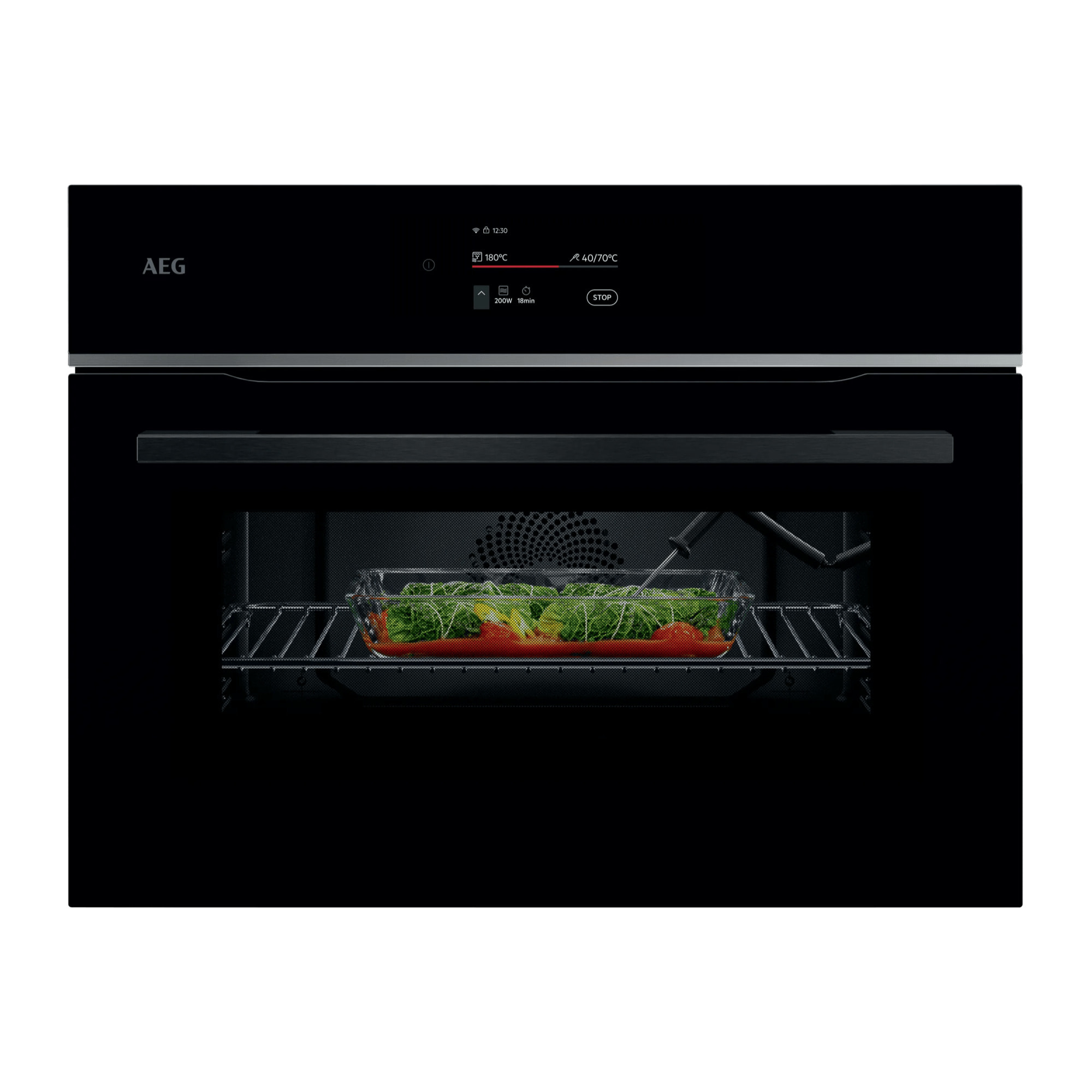 AEG Horno compacto 8000 MealAssist con Display CookSmart Touch 4,3 '', con WiFi TK8NK721B