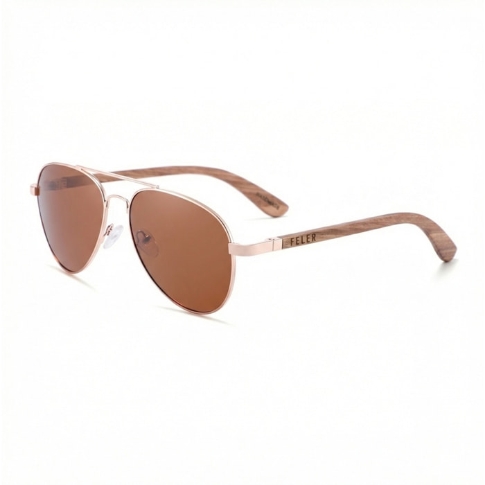 Gafas de Sol Feler 1705-2 Polarizadas de Madera Unisex 56 mm