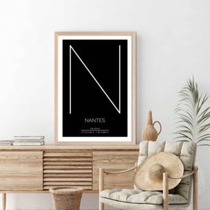 Poster n nantes Affiche + cadre en bois - Chêne