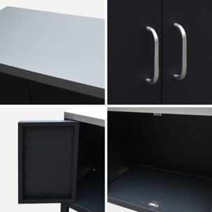 Barbecue à gaz avec 4 brûleurs à poser avec récupérateur de graisse + Meuble de cuisine extérieure en acier L80cm