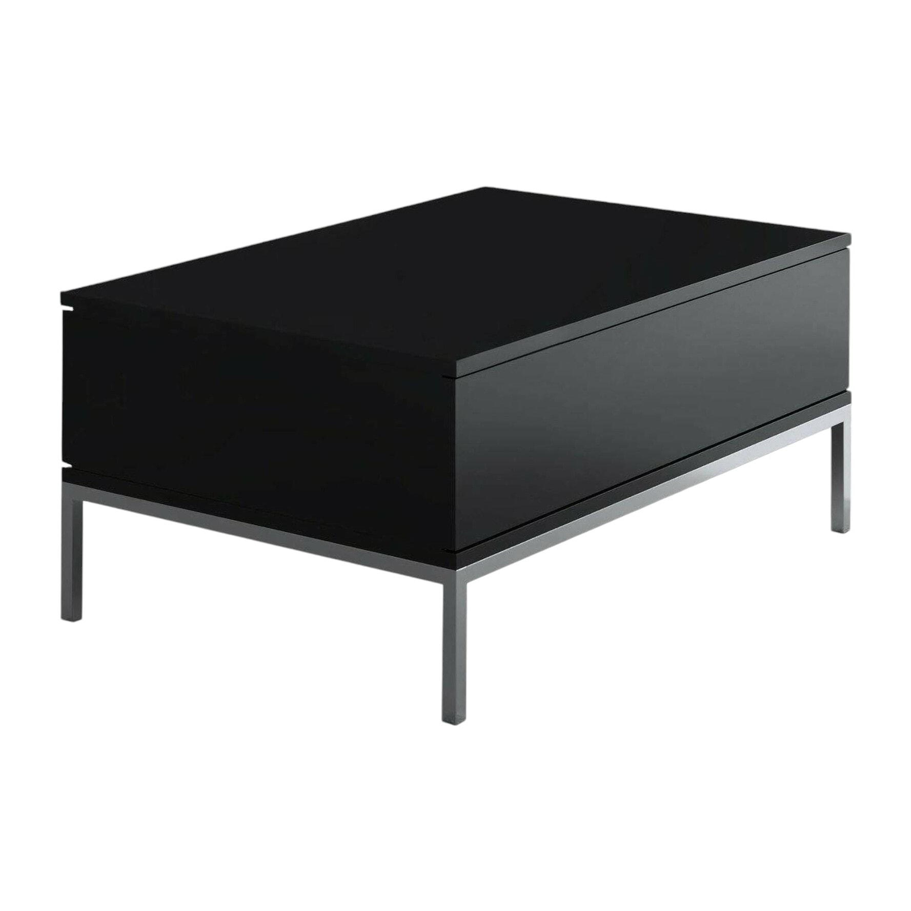 Tavolino da salotto Vespero, Tavolo basso da caffè, Portariviste per divano, Ripiano da soggiorno, 90x60h40 cm, Nero e Argento