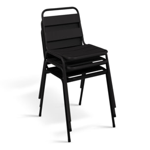 Chaises de jardin empilables en acier noires - lot de 6