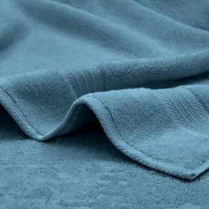 Serviette invites pur coton 550 g/m² uni bleu Elea canard