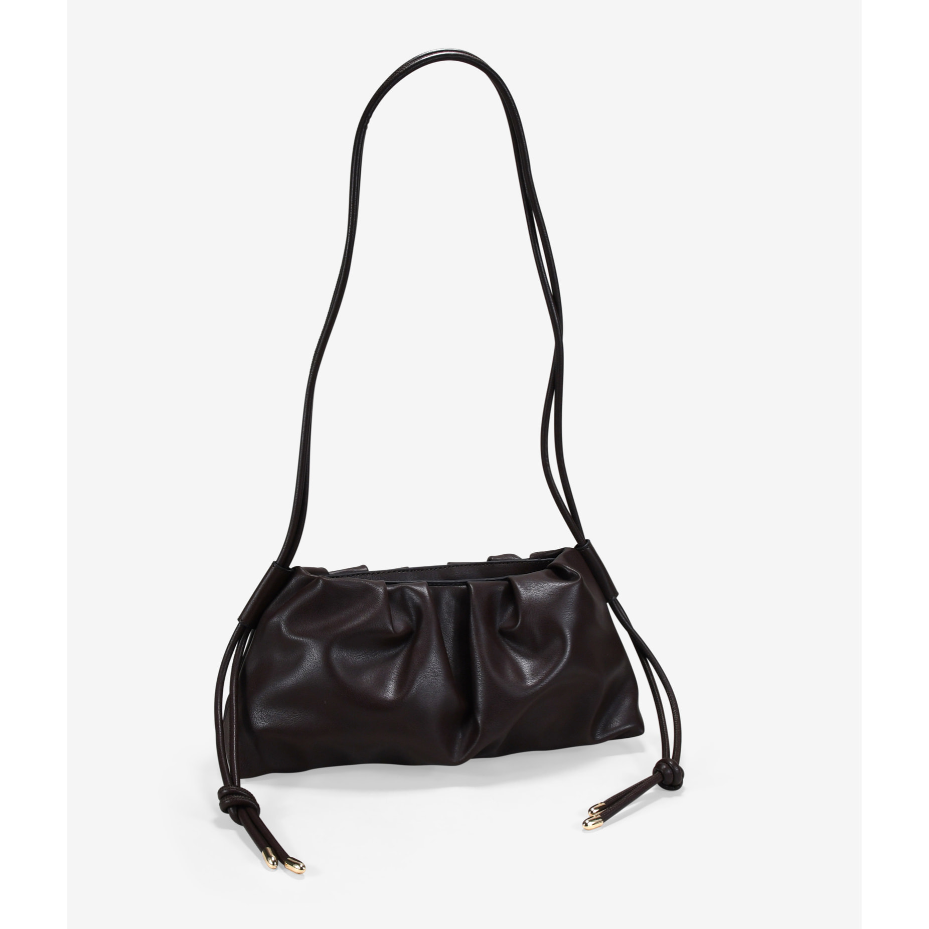 Bolso bandolera marrón con fruncido