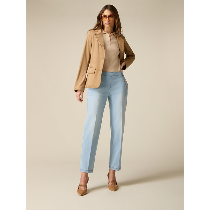 Oltre - Jeans con bottoni decorativi - Azzurro