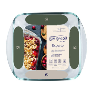 Fuente de horno cuadrada 19,7x16,8x5,6cm - 1l vidrio borosilicato, resistente para hornear y servir expert san ignacio