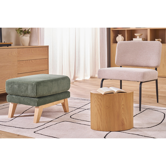 Fauteuil en tissu chenille beige et métal noir VEDANA