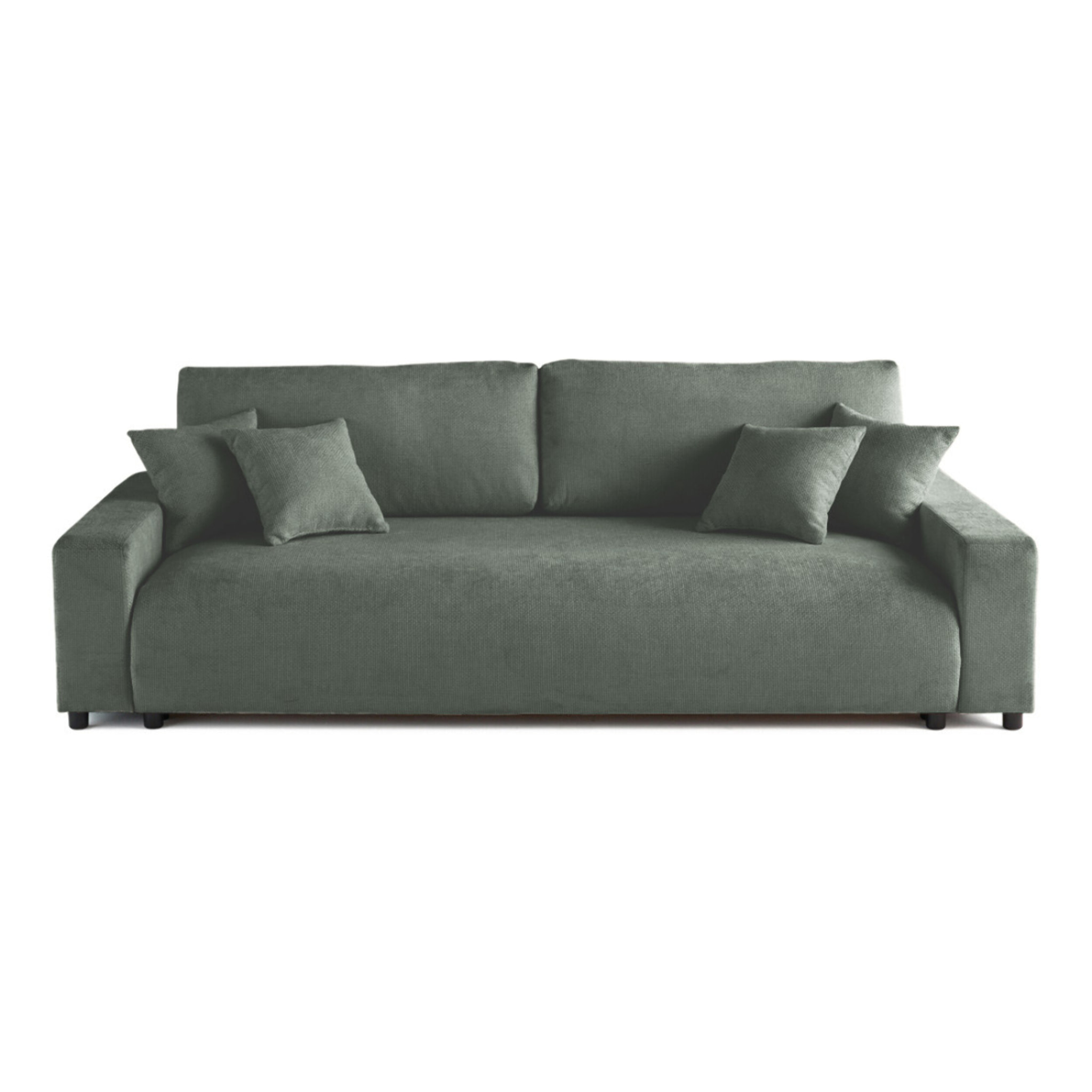 Pivoine - canapé droit 3 places - convertible avec coffre - en velours texturé - Vert